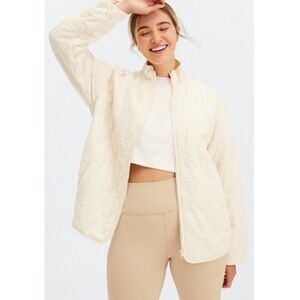 Fabletics Women's Cream Quilted Jacket